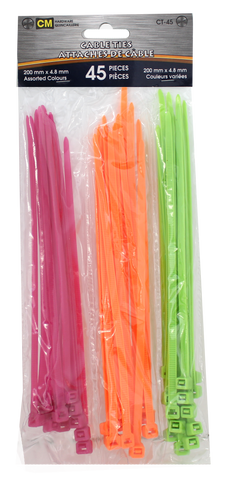 45pc Colored Cable Ties 20cm