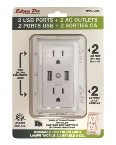 2 USB Ports + 2 AC Outlets 2.4a Dimmable LED Light